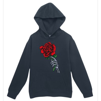 Skeleton Hand Holding Rose Aesthetic Red Flower Urban Pullover Hoodie