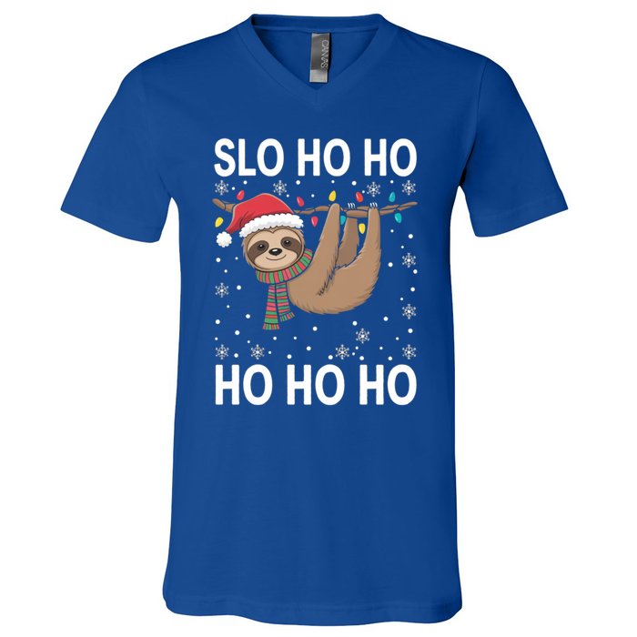 Slo Ho Ho Merry Slothmas Sloth Christmas Great Gift V-Neck T-Shirt