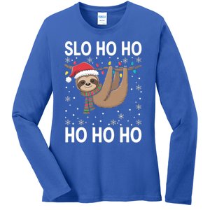 Slo Ho Ho Merry Slothmas Sloth Christmas Great Gift Ladies Long Sleeve Shirt