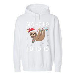 Slo Ho Ho Merry Slothmas Sloth Christmas Great Gift Garment-Dyed Fleece Hoodie