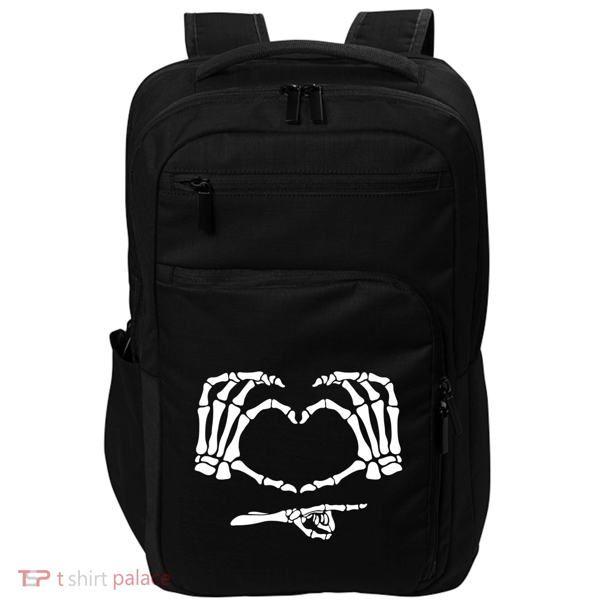 Skeleton Hands Heart Halloween His And Her Skeleton Couple Gift Impact Tech Backpack