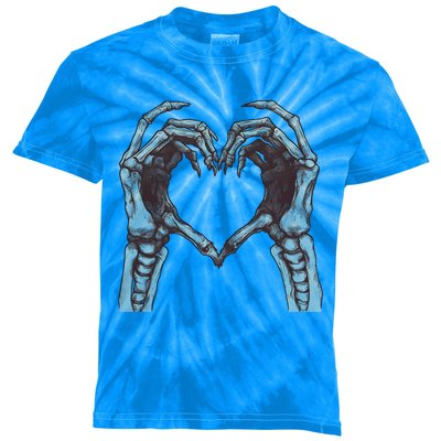 Skeleton Hands Heart Love Halloween Costume Spooky Scary Gift Kids Tie-Dye T-Shirt