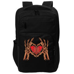 Skeleton Hand Heart Sign Bones Funny Halloween Gift Impact Tech Backpack