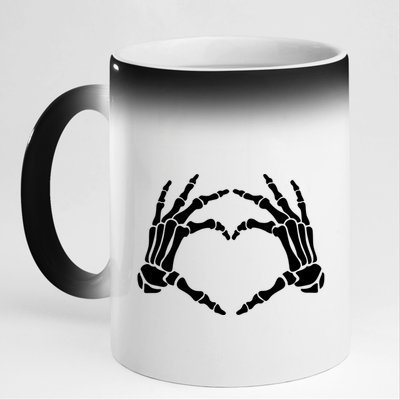 Skeleton Hands Heart Cute Gift 11oz Black Color Changing Mug