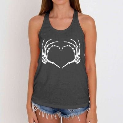 Skeleton Hands Heart Sign Retro Halloween Costume Women's Knotted Racerback Tank