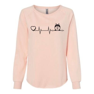 Siberian Husky Heartbeat Dog Breed Husky Heart Womens California Wash Sweatshirt