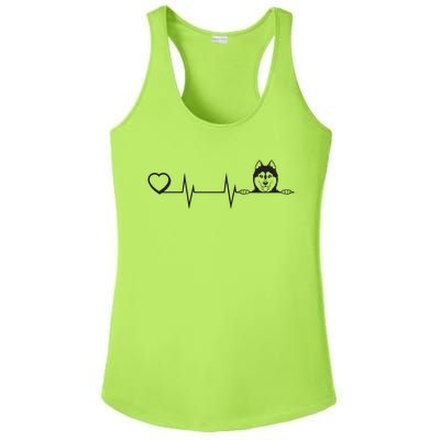 Siberian Husky Heartbeat Dog Breed Husky Heart Ladies PosiCharge Competitor Racerback Tank