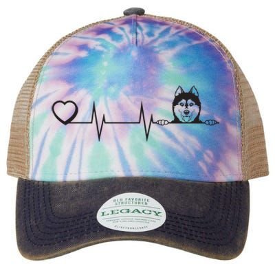 Siberian Husky Heartbeat Dog Breed Husky Heart Legacy Tie Dye Trucker Hat