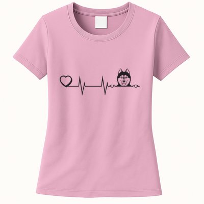 Siberian Husky Heartbeat Dog Breed Husky Heart Women's T-Shirt