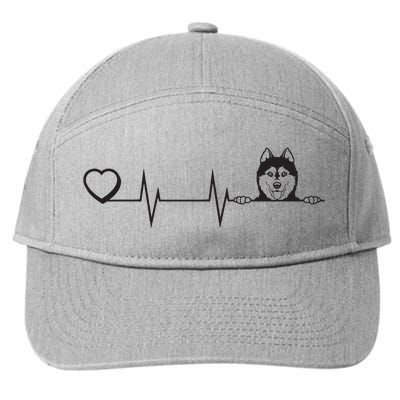 Siberian Husky Heartbeat Dog Breed Husky Heart 7-Panel Snapback Hat