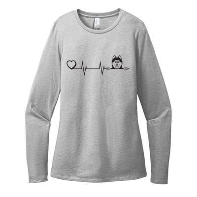 Siberian Husky Heartbeat Dog Breed Husky Heart Womens CVC Long Sleeve Shirt