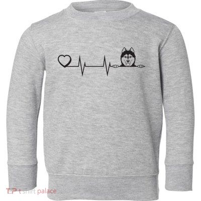 Siberian Husky Heartbeat Dog Breed Husky Heart Toddler Sweatshirt