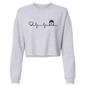 Siberian Husky Heartbeat Dog Breed Husky Heart Cropped Pullover Crew