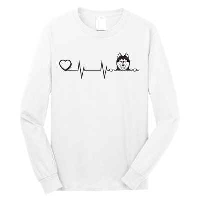 Siberian Husky Heartbeat Dog Breed Husky Heart Long Sleeve Shirt