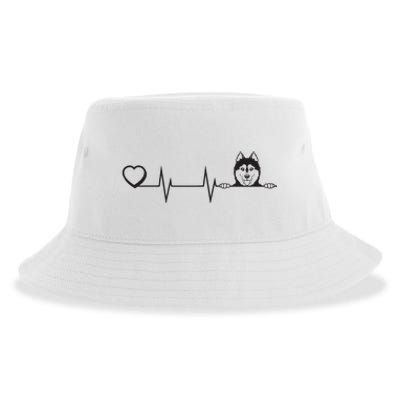 Siberian Husky Heartbeat Dog Breed Husky Heart Sustainable Bucket Hat