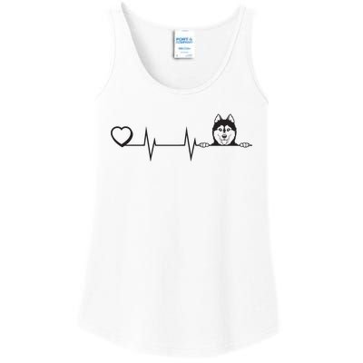 Siberian Husky Heartbeat Dog Breed Husky Heart Ladies Essential Tank