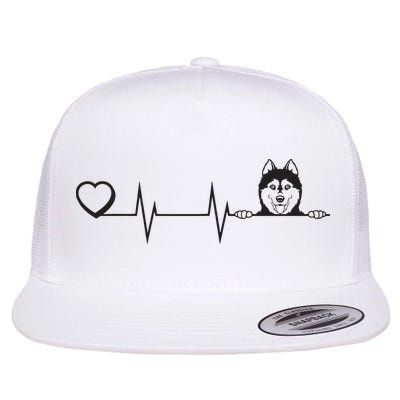 Siberian Husky Heartbeat Dog Breed Husky Heart Flatbill Hat