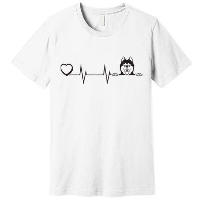 Siberian Husky Heartbeat Dog Breed Husky Heart Premium T-Shirt