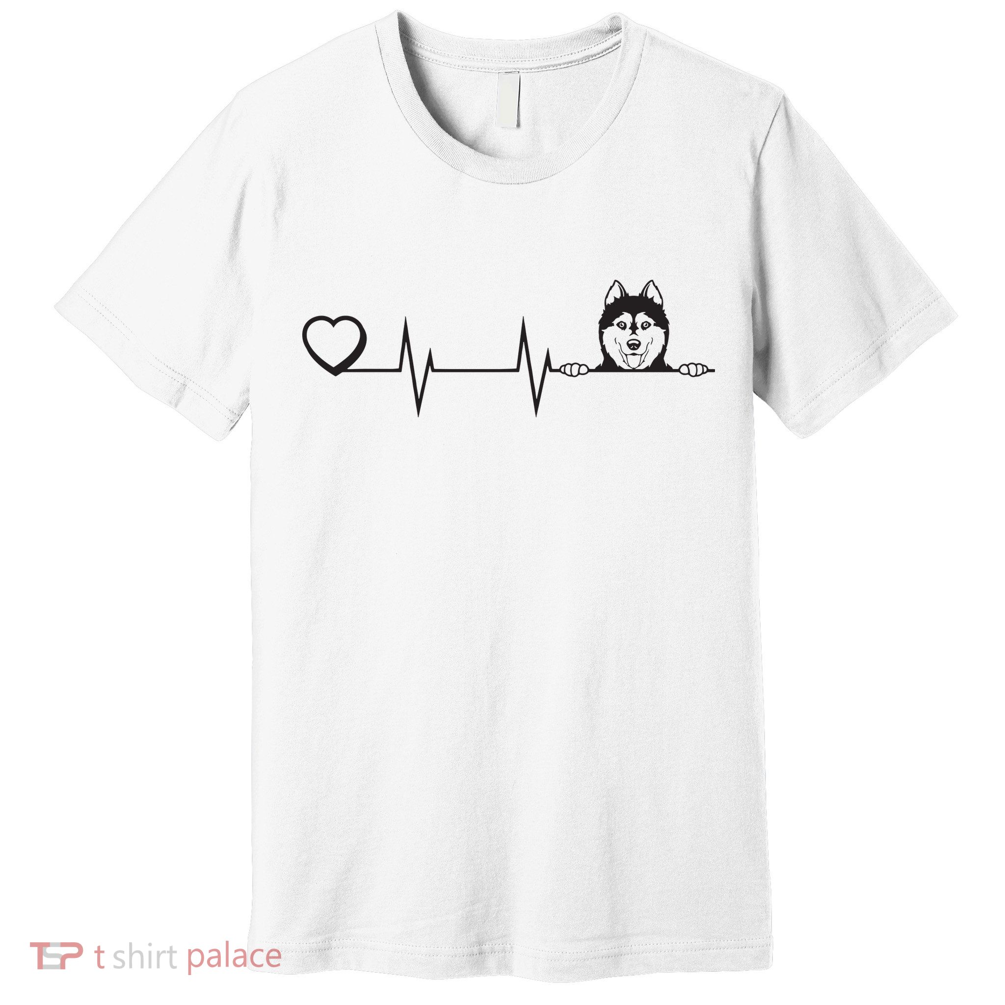 Siberian Husky Heartbeat Dog Breed Husky Heart Premium T-Shirt