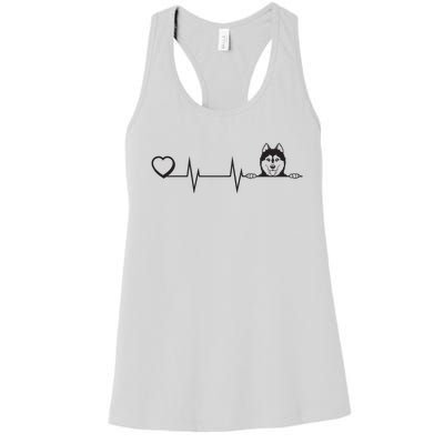 Siberian Husky Heartbeat Dog Breed Husky Heart Women's Racerback Tank