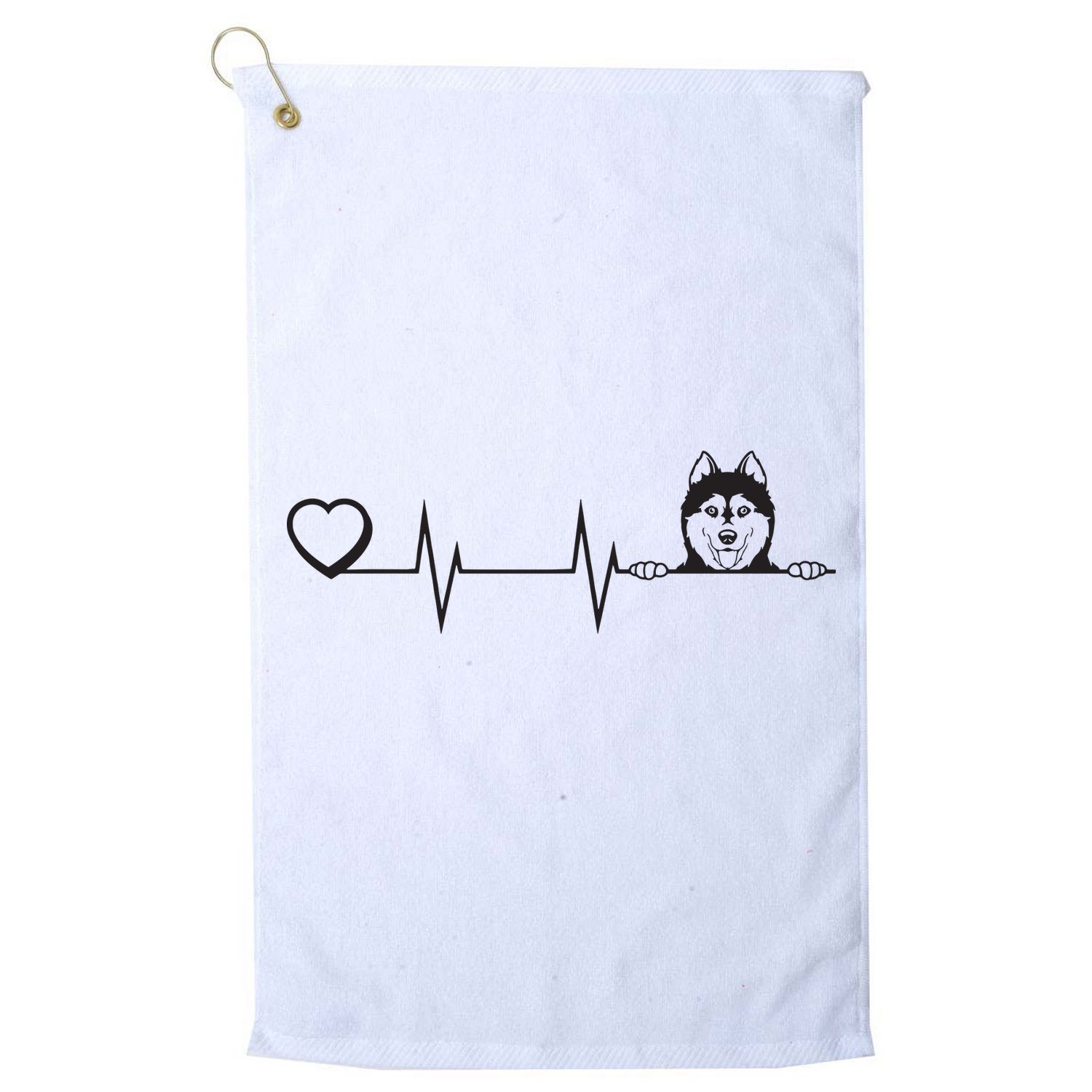 Siberian Husky Heartbeat Dog Breed Husky Heart Golf Towel