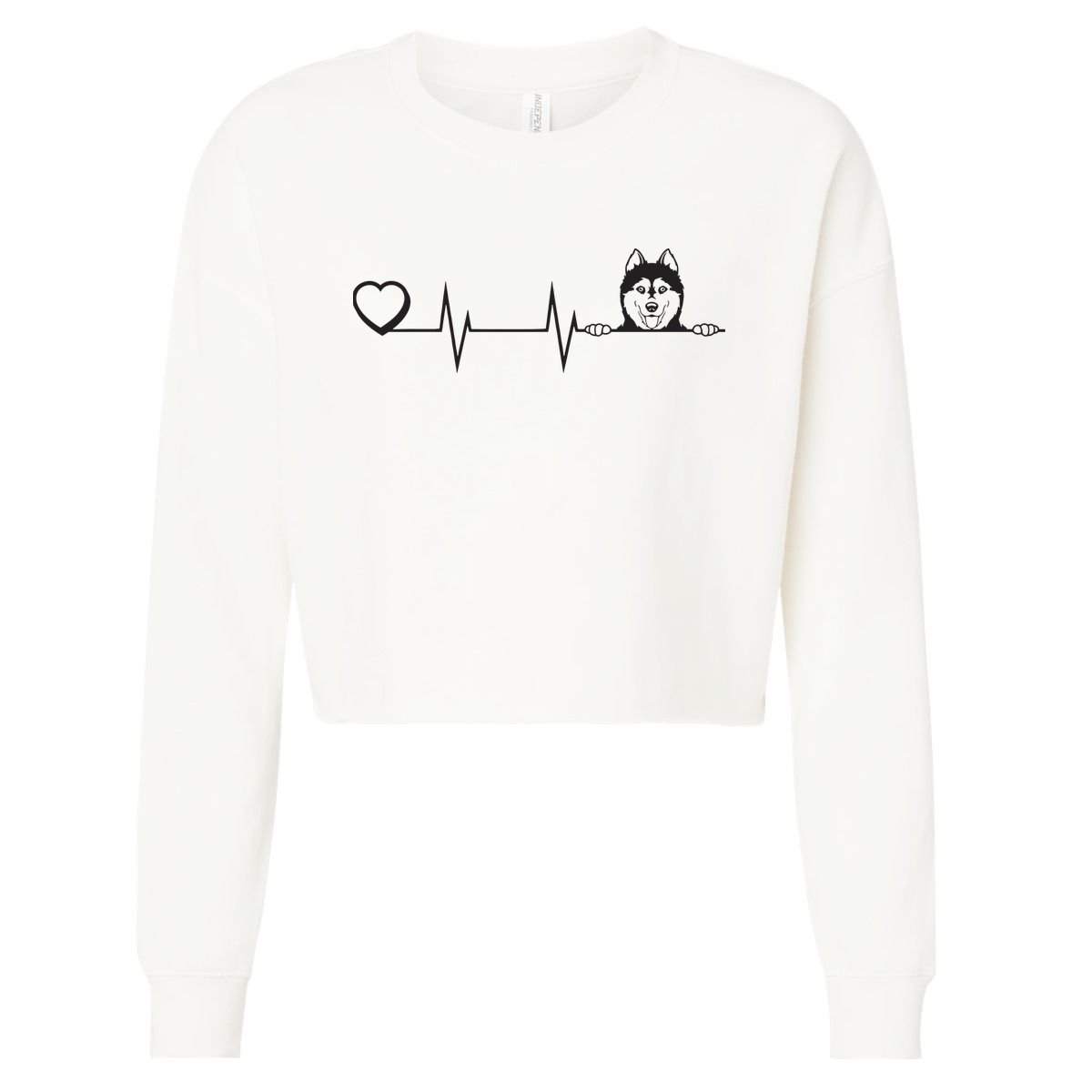 Siberian Husky Heartbeat Dog Breed Husky Heart Cropped Pullover Crew