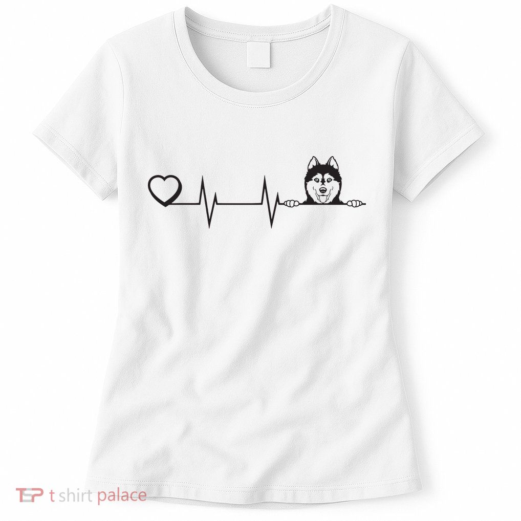 Siberian Husky Heartbeat Dog Breed Husky Heart Womens T-Shirt