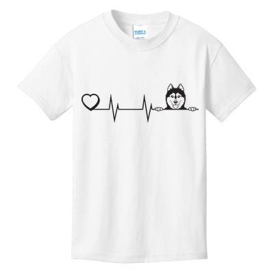 Siberian Husky Heartbeat Dog Breed Husky Heart Kids T-Shirt
