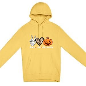 Skeleton Hands Heart Peace Love Halloween Costume Great Gift Premium Pullover Hoodie