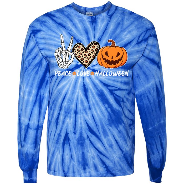 Skeleton Hands Heart Peace Love Halloween Costume Great Gift Tie-Dye Long Sleeve Shirt