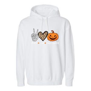 Skeleton Hands Heart Peace Love Halloween Costume Great Gift Garment-Dyed Fleece Hoodie