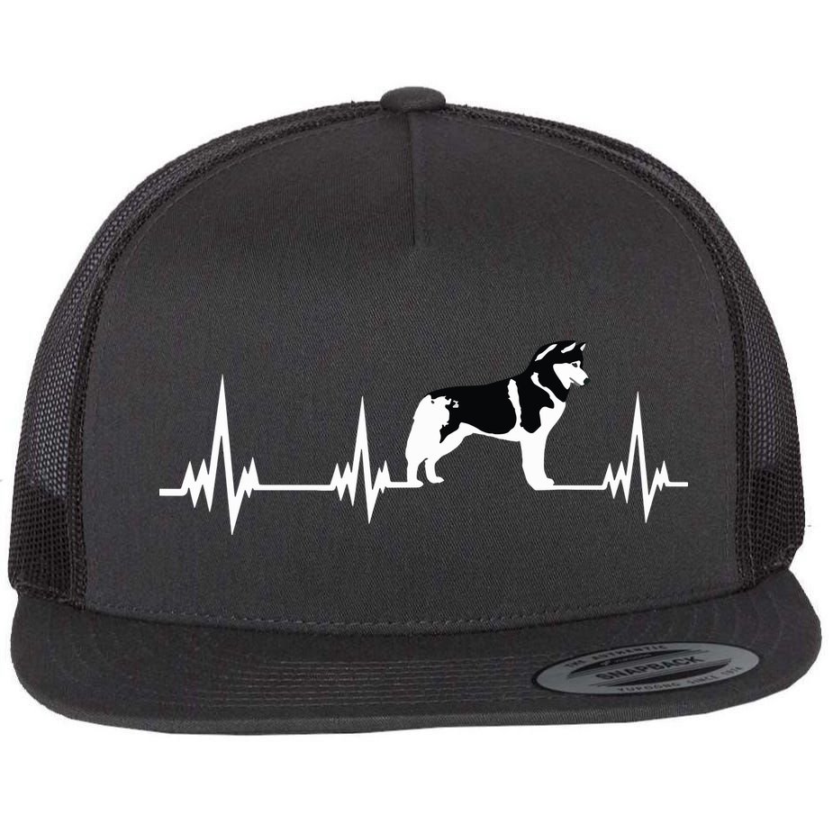 Siberian Husky Heartbeat Gift For Men Women Boy Girl Flat Bill Trucker Hat