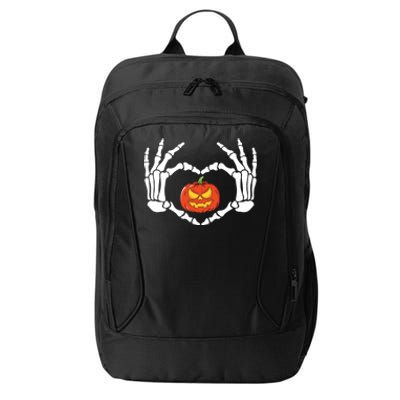 Skeleton Hands Heart Pumpkin Halloween And Gift City Backpack