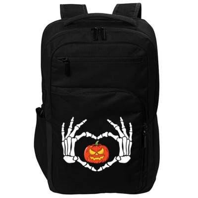 Skeleton Hands Heart Pumpkin Halloween And Gift Impact Tech Backpack