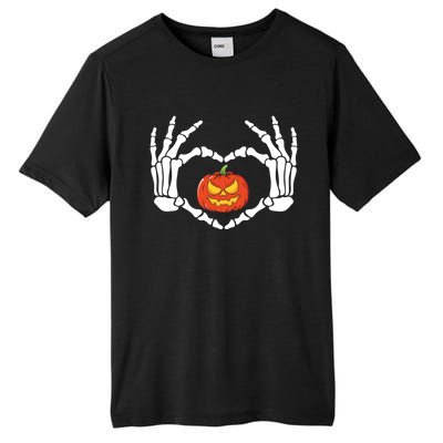 Skeleton Hands Heart Pumpkin Halloween And Gift Tall Fusion ChromaSoft Performance T-Shirt