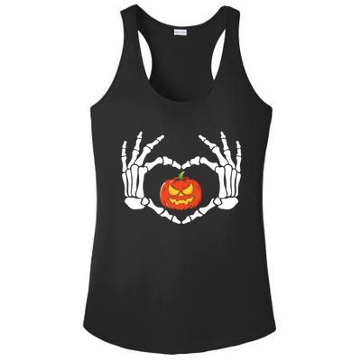 Skeleton Hands Heart Pumpkin Halloween And Gift Ladies PosiCharge Competitor Racerback Tank