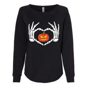 Skeleton Hands Heart Pumpkin Halloween And Gift Womens California Wash Sweatshirt