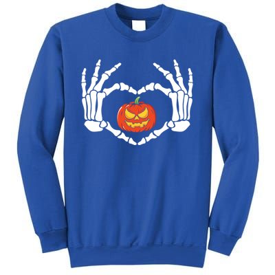 Skeleton Hands Heart Pumpkin Halloween And Gift Sweatshirt