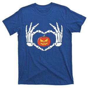 Skeleton Hands Heart Pumpkin Halloween And Gift T-Shirt