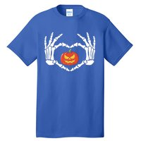 Skeleton Hands Heart Pumpkin Halloween And Gift Tall T-Shirt