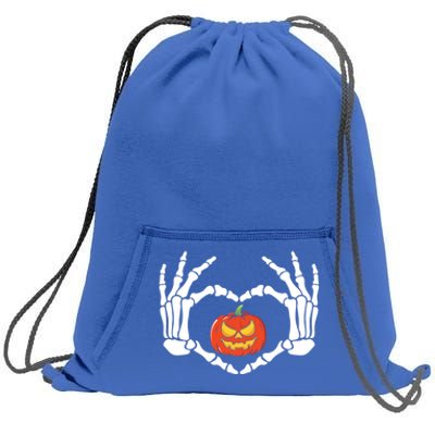 Skeleton Hands Heart Pumpkin Halloween And Gift Sweatshirt Cinch Pack Bag