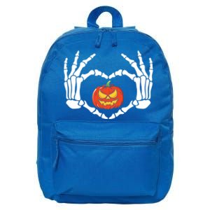 Skeleton Hands Heart Pumpkin Halloween And Gift 16 in Basic Backpack