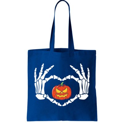 Skeleton Hands Heart Pumpkin Halloween And Gift Tote Bag