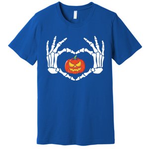 Skeleton Hands Heart Pumpkin Halloween And Gift Premium T-Shirt