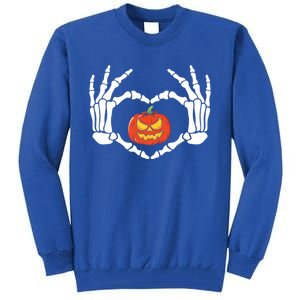 Skeleton Hands Heart Pumpkin Halloween And Gift Tall Sweatshirt