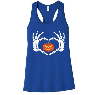 Skeleton Hands Heart Pumpkin Halloween And Gift Women's Racerback Tank