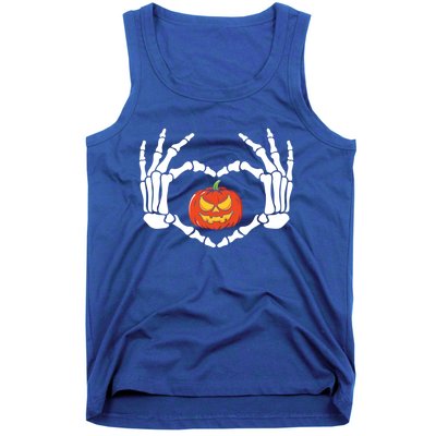 Skeleton Hands Heart Pumpkin Halloween And Gift Tank Top