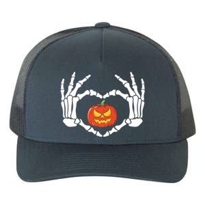 Skeleton Hands Heart Pumpkin Halloween And Gift Yupoong Adult 5-Panel Trucker Hat