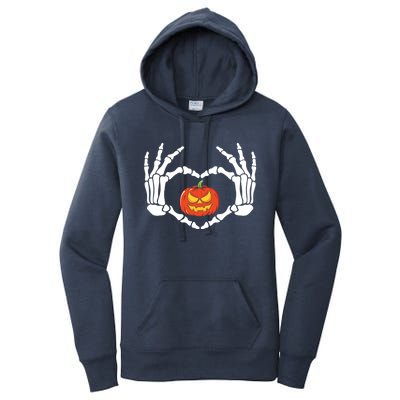 Skeleton Hands Heart Pumpkin Halloween And Gift Women's Pullover Hoodie