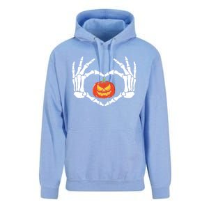 Skeleton Hands Heart Pumpkin Halloween And Gift Unisex Surf Hoodie